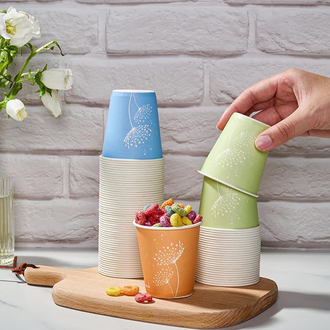 LITOPAK 1200 Pack 5 oz Paper Cups, Colorful Samll Disposable Paper Bathroom Cups for Parties, Travel, and Events