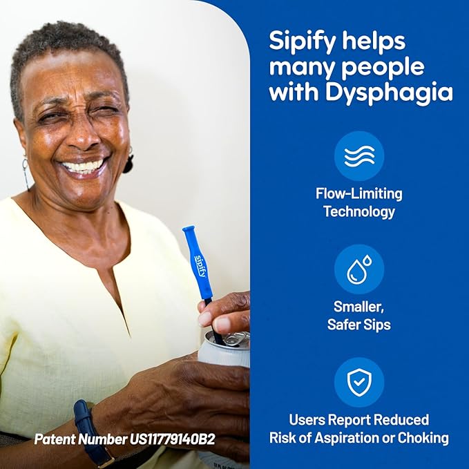 Flow-Limiting Dysphagia Straw for Safe Drinking | Adaptive Drinking Aids for Elderly & Dysphagia Patients | Reusable Stainless Steel Straw with Soft Silicone Tip | Dishwasher Safe | 2 Pack