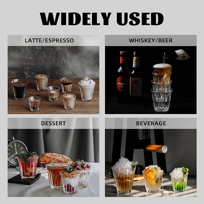 MHW-3BOMBER Coffee Glasses of 6 Drinking Glasses 8.1OZ Colored Painted Latte Glasses for Espresso, Whiskey, Vodka, Spirits & Liquors G5035C*6