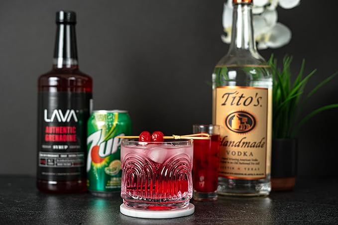 LAVA Premium Grenadine Syrup, Made with Pomegranate Juice, 100% Sugar, 33.8oz (1-Liter), No Artificial Sweeteners, Flavors, or Colors. (2-Pack)