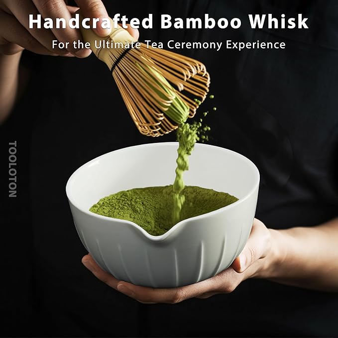 7 Pieces Matcha Whisk Set - Ceramic Matcha Kit with Bowl, Whisk, Holder, Bamboo Scoop, Rest, Sifter, and Tea Towel – Elegant Matcha Gift Set for Women