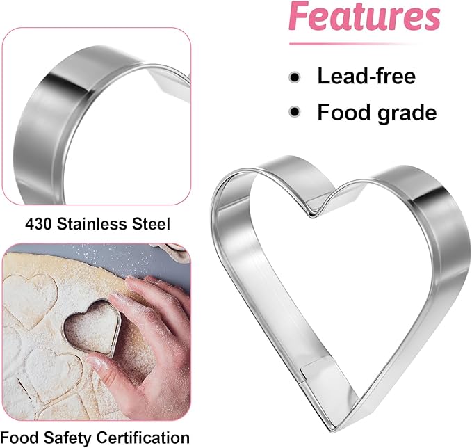 12 Pcs Cookie Cutters Biscuit Cutter Fruit Cutter Shapes Stainless Steel Fondant Cake Mold Heart Flower Star Round Shapes Metal Cutters for Baking