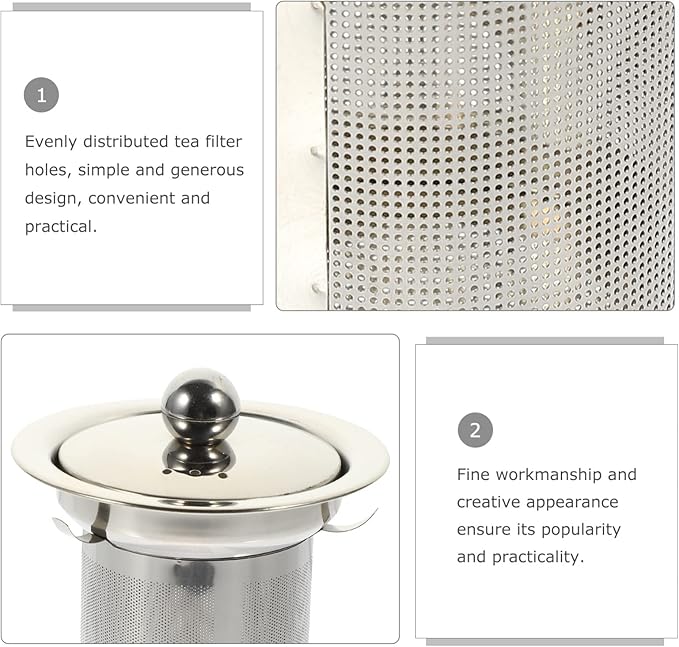 Stainless Steel Tea Strainer Insert with Lid, Large Capacity Loose Leaf Tea Infuser for Teapots, Cups, Mugs, and Pitchers, Easy to Clean Replacement Mesh Filter