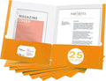 Zzrywuty File Folders with Pockets Letter Size, 25-Pack Paper Folders with Card Slot, Two Pocket Folders for School Students, Businessmen, Home and Office Workers (Orange)