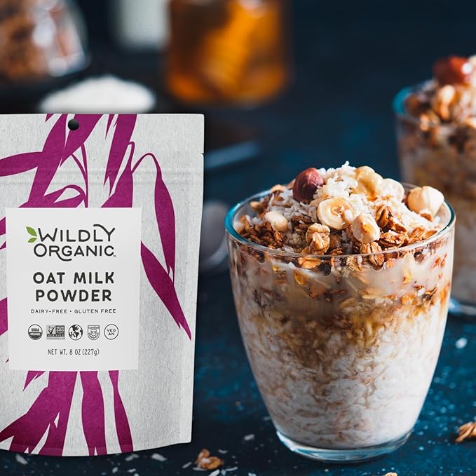 Wildly Organic Oat Milk Powder, 8 Oz Bag - Organic, Dairy-Free, Lactose-Free, Vegan, Gluten-Free, Plant-Bassed, Resealable Package - Excellent for Smoothies, Cereal, & Creamers