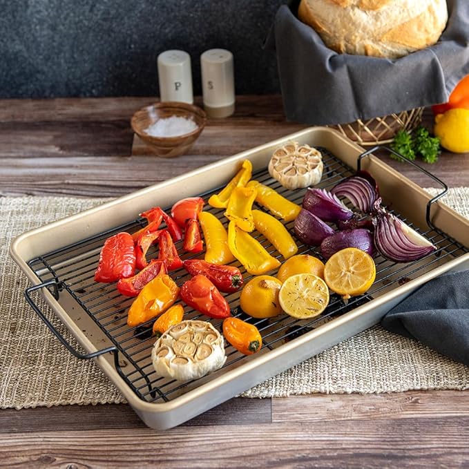 Nordic Ware Naturals Nonstick High-Sided Half Sheet Oven Crisp Baking Tray