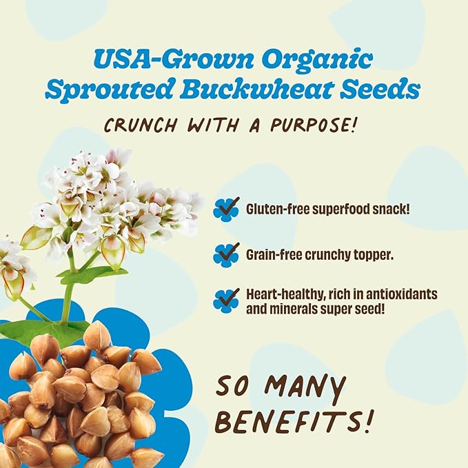 Lil Bucks Sprouted Regeneratively Grown Buckwheat Seeds– Paleo Cereal, Gluten-Free Granola, High in Protein, Low Sugar, Organic Superseed Crunch (ORIGINAL, 1 Pack)