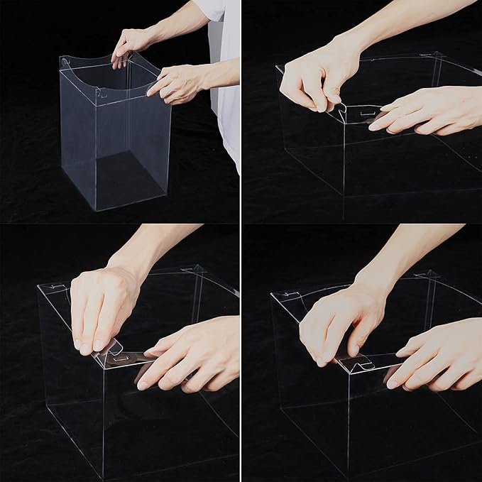 XININSUN 10 inch Clear cake Box, Large Transparent cake Box,tall cake boxes with Ribbon,10x10x9inch - Suitable for packing 8" or 10" cakes,Clear Gift Display Box for Carry Tall Layer Gift-6Pcs-White