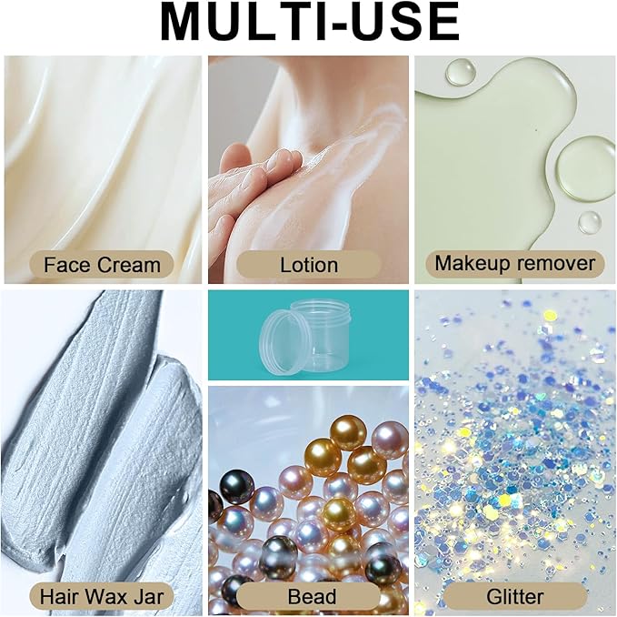 TSA Approved Wide Mouth Travel Size Containers, PP Clear Leak Proof Travel Plastic Jars with Lids for Creams Lotion Cosmetic, Jewelry Beads, Sample, Small Items Storage (1.7 oz, 4 Pcs)
