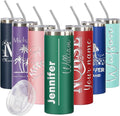 Personalized Skinny Tumbler Gift by iProductsUS - Premium 18/8 Stainless Steel with Spill-Proof Slider Lid & Straw - Customized 20oz Vacuum Insulated Coffee Mug Several Designs and 10 Colors (Green)