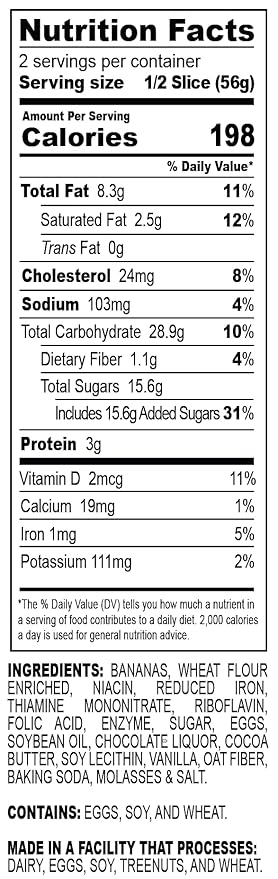 Nadel - NATURALLY DELICIOUS BANANA CHOCOLATE CHIP CAKE SLICES (8 Pack) Sweet Breads & Cakes, Back to School lunch snack, breakfast bar