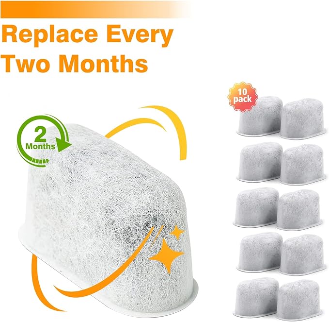 2Pack Reusable Coffee Filter Replacement and 10Pack Charcoal Water Filters Compatible with Cuisinart Coffee Maker