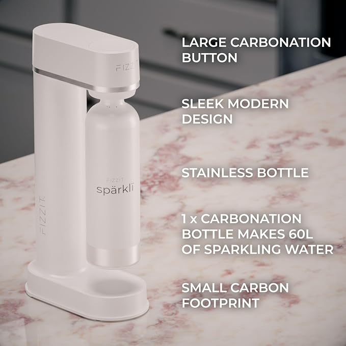 FIZZIT Fizz & Flavor Power Bundle | Soda Maker with 12-Flavor Drink Mix Variety Pack & 2 CO? Cylinders | Customizable Carbonation, Eco-Friendly, No Electricity Needed