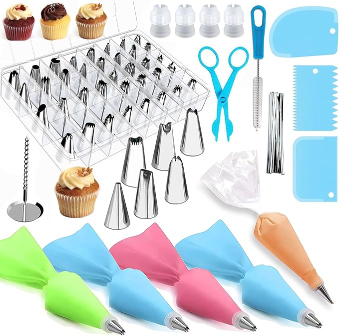 Generic Multicolor 72-Piece Decorating Set; Flower Opening; Silicone & Stainless Steel; Cake Decorating Kit; Piping Tips Set