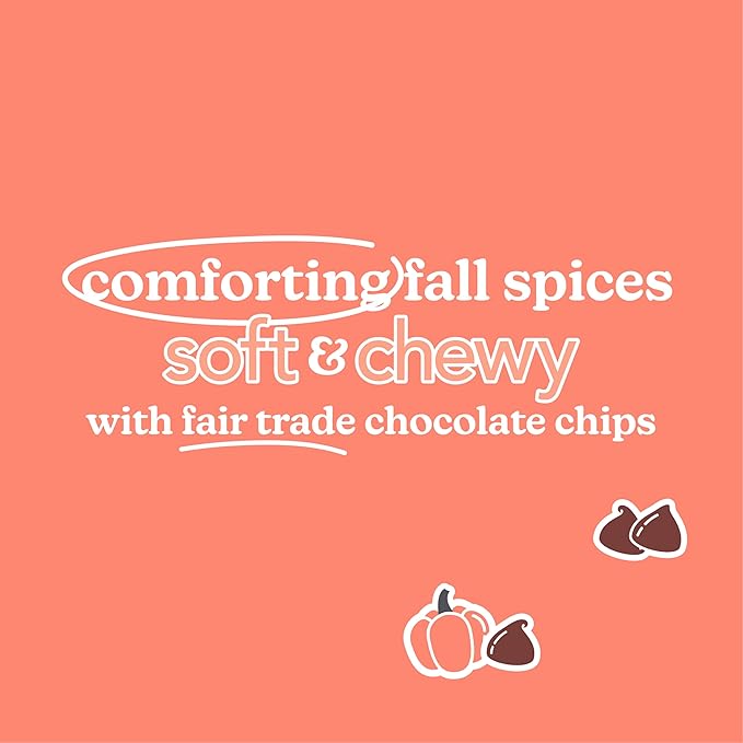 Love + Chew Tasty, Gluten Free Cookies - Pumpkin Chip 10 Count - Vegan - Healthy, Paleo, Non GMO Snacks - Individually Wrapped, Soft Baked Cookies - Made from High Protein Almonds - 2 Ounce Each