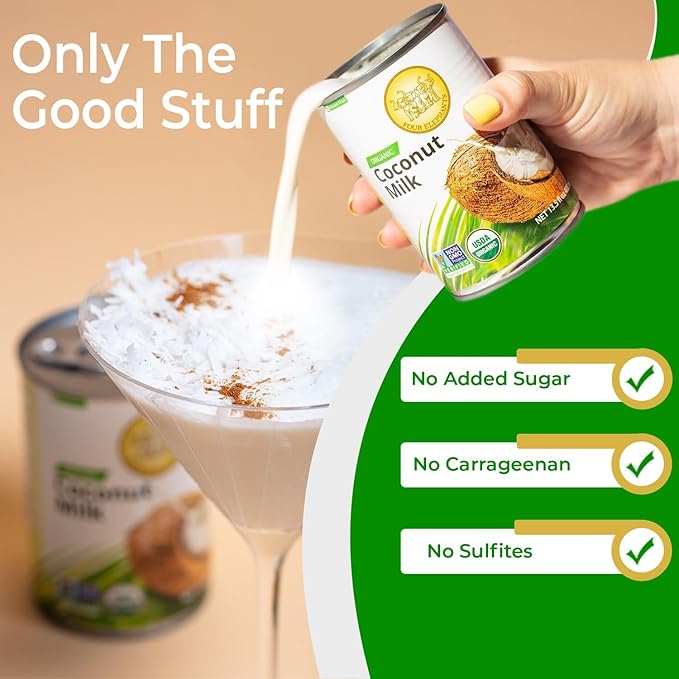 Four Elephants Unsweetened Organic Coconut Milk -13.5 Fl Oz (Canned Pack of 6) - Non-GMO, Gluten Free, USDA Organic, Kosher Certified, Easy Lid Opener