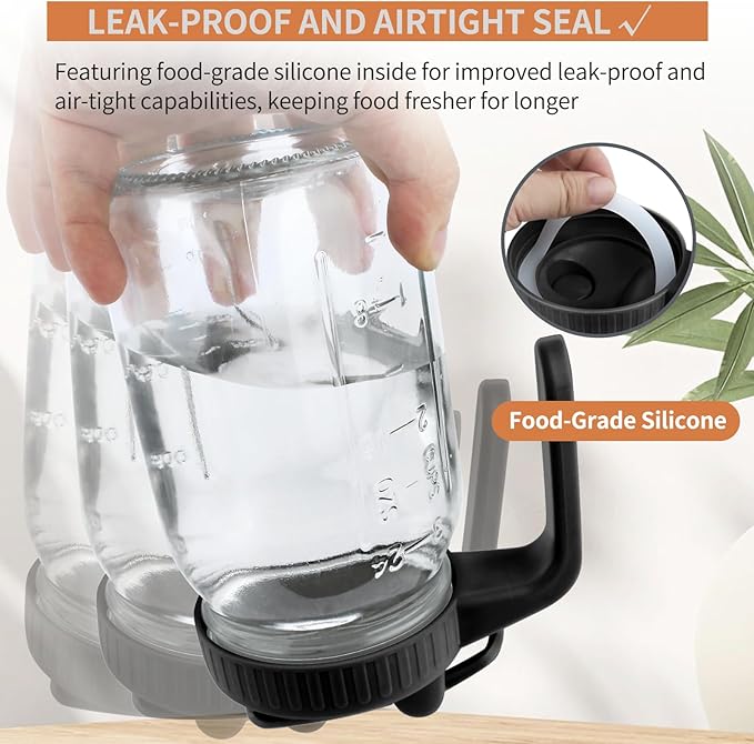Glass Mason Jar Pitcher - 32oz with Pour Spout Lid, Airtight Seal - Ideal for Cold Brew Coffee, Juice, Lemonade, and More - Premium Glass Jug for Beverages and Sun Tea-Dark Cover