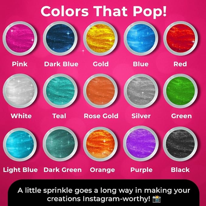Bulk (20g) Pink Luster Dust Edible Glitter for Cocktails | Premium Edible Pink Luster Dust for Cake Decorations - Edible Glitter for Drinks Cupcakes Cookies Cakes Food Paint
