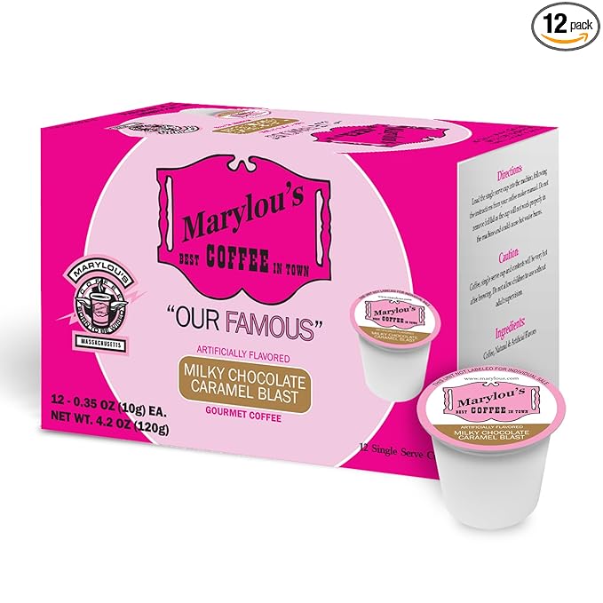 Marylou's Marylou’s Coffee – Milky Chocolate Caramel Blast Flavored Gourmet Coffee – Single Serve Coffee Pods, Compatible with Keurig Brewers – 12 Pods