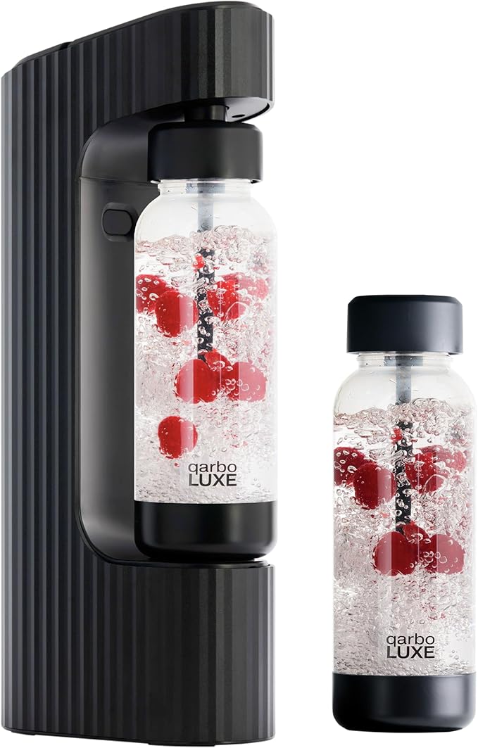 Twenty39 Qarbo LUXE Sparkling Water & Beverage Maker, Wide-Mouth 1L Bottle, Metal Body (Tuscan Gold) | Carbonate Water, Infusions & Low-Sugar Drinks | Easy-Clean Care, Reusable Bottle