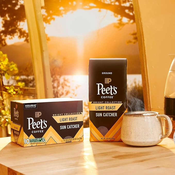 Peet's Coffee, Light Roast K-Cup Coffee Pods for Keurig Coffee Machines - Sun Catcher, 10 Count (1 Box of 10 K Cups)