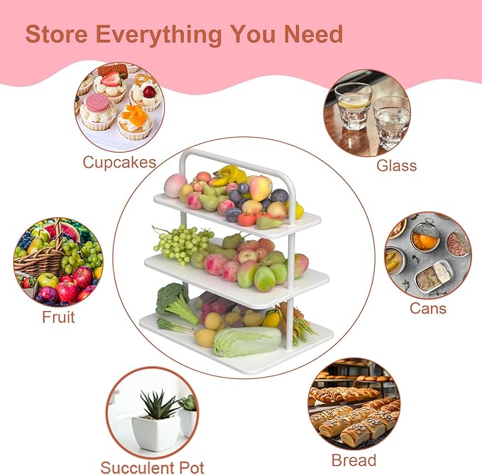 Cupcake Stand, 3-Tier Dessert Stand for 68 Cupcakes, Wood & Metal Tower Display Premium Holder Dessert Tree Tower for Wedding Graduation Birthday Christmas Party, Serving Tray, White