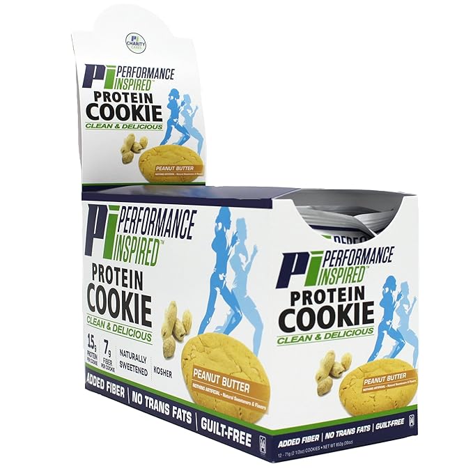 Performance Inspired Nutrition Protein Cookie - Contains: BIG 15G Isolate Proteins - 7G Of Fiber - All Natural - Gluten Free - No Artificial Ingredients - Peanut Butter Flavor - 12 Count