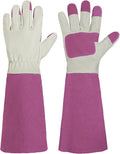 HANDLANDY Rose Pruning Gardening Gloves for Men & Women, Thornproof Long Gauntlet Gloves, Pigskin Leather - Breathable & Durability (Large)