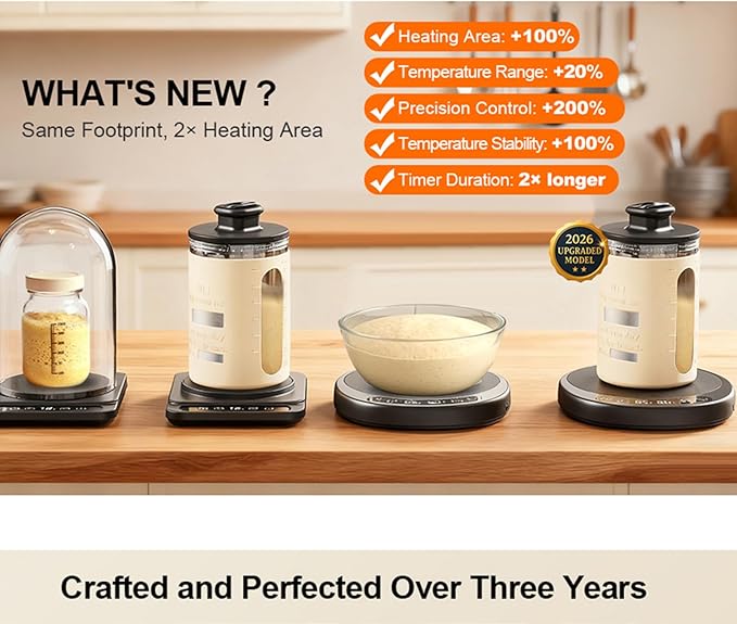 Pro Pakusane Sourdough Starter Warmer Mat 3.0 Upgraded for Home Kitchen – Sourdough Heating Mat 1°F Precision Control (70–100°F), Auto Heat On/Off, 12H Timer, Game Changer for Home Bakers