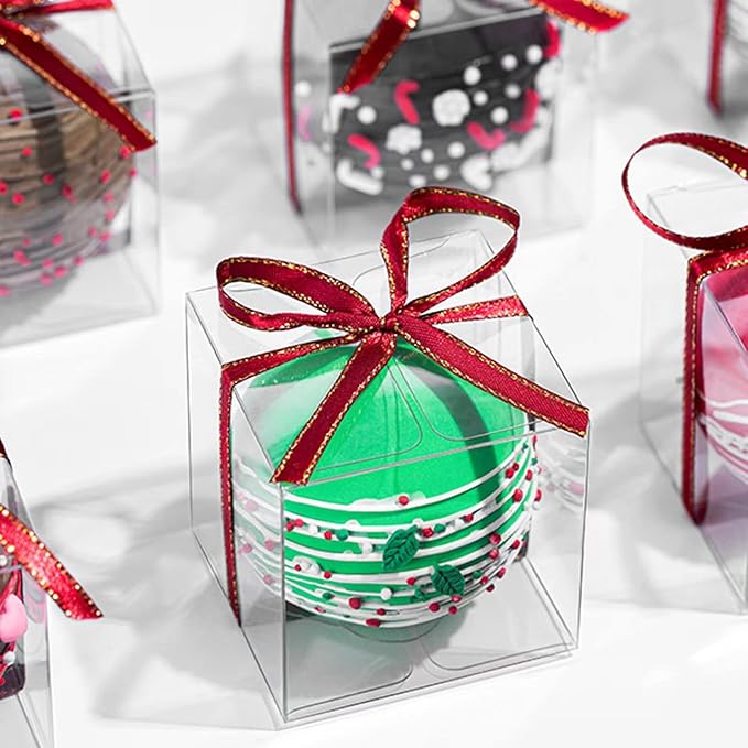 100Pack Clear Hot Chocolate Bomb Boxes Small Gift Boxes Cupcake Boxes Candies Box Birthday Wedding Party Favor Box 3" x3x3