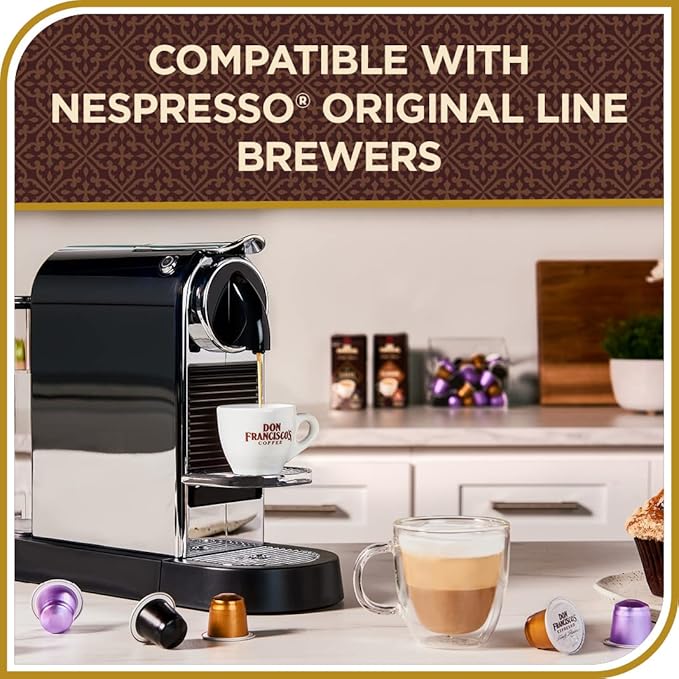Don Francisco's Clasico Espresso Pods: 40 Recyclable Aluminum Capsules, Intensity 9 Dark Roast, Compatible with Nespresso Original Line Machines - Bold Cuban-Style with Spicy Chocolate Notes