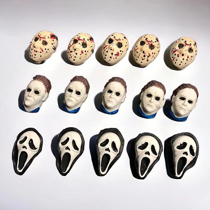 Halloween Silicone Molds for Chocolate,6 Cavities Halloween Large Scary Movie Characters Heads Chocolate Molds, Funny Horror 3D Halloween Chocolate Candy Molds for Soap Pudding Jelly Making