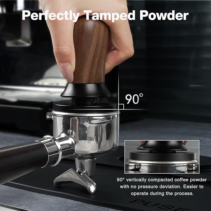 PUSEE 58.5mm Espresso Coffee Tamper - Premium Barista Coffee Tamper, 30lb Calibrated Double Spring Titanium Coating Base Ground Espresso Tamper, Fits for All 58mm Portafilters, Espresso Accessories