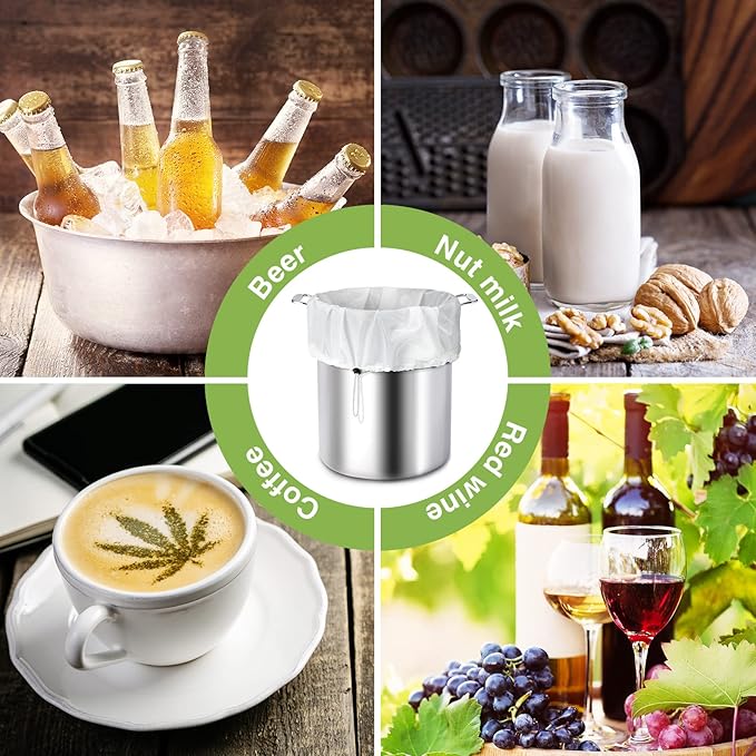 Chumia 15 Pack Brew Bags Reusable Extra Large 26 x 22'' Fine Mesh Strainer Cold Brew Filters Drawstring Cheese Cloth Straining Bags Wine Making Supplies for Fruit Cider Beer