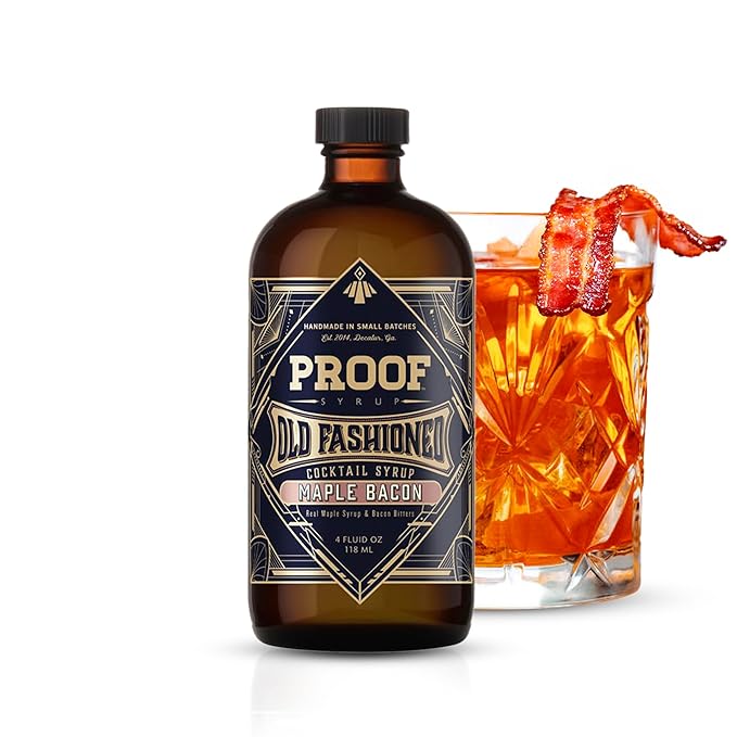 Proof Syrup - Old Fashioned Cocktail Mix - Made with Real Bitters & Cane Sugar - Maple Bacon - Fast, Easy, Delicious, Handcrafted Cocktail Syrup - 4oz