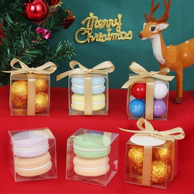 COTOPHER 60 Pcs Clear Boxes for Favors, 3x3x3 Inches Clear Gift Boxes PET Material Party Favor Boxes Plastic Small Gift Boxes with Lids, Candy Boxes for Wedding Favors Baby Shower