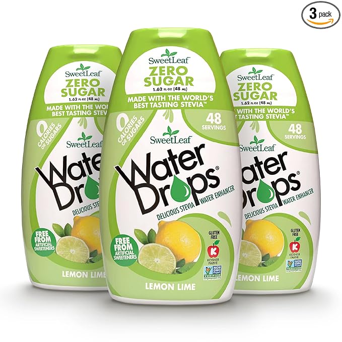 SweetLeaf Water Drops, Lemon Lime – Water Enhancer, Sugar Free Stevia Water Flavoring Drops, 1.62 Oz Ea (Pack of 3)