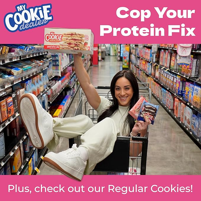 My Cookie Dealer Protein Cookies, Strawberry Creme (2.2oz, Pack of 12) - 15g Protein per Cookie - Individually Wrapped Workout Snacks for On-The-Go Travel