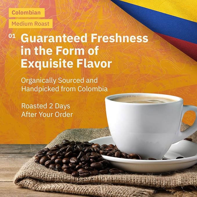 Kochere Colombian Specialty Whole Bean Coffee – 1LB Medium Roast – Single Origin, Farm Direct, Freshly Roasted to Order – Smooth, Chocolate & Berry Notes