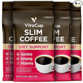 VitaCup Slim Ground Coffee, Diet Support with Ginseng, Garcinia, B Vitamins, Medium Dark Roast, Bold and Smooth,100% Arabica Specialty Coffee Grounds, 4 bags, 11oz each