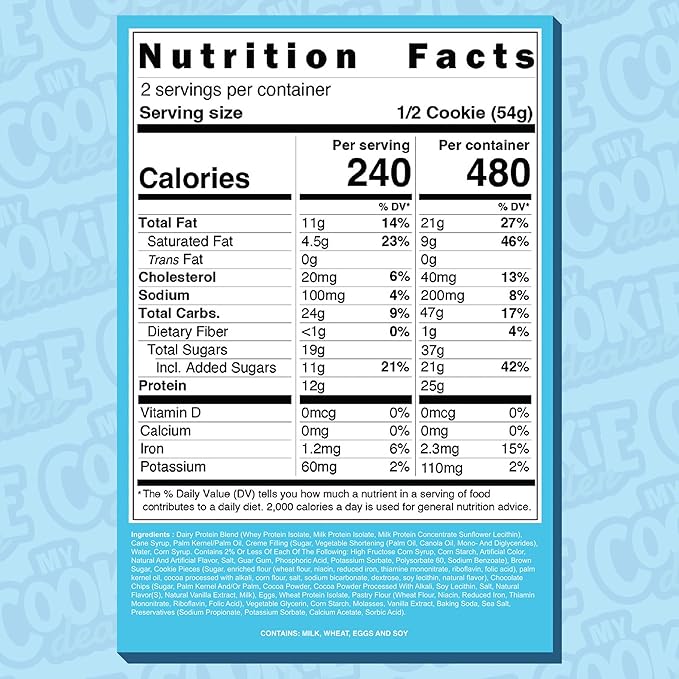My Cookie Dealer Protein Cookies, Milk & Cookies (6-Pack, 3.8oz Each) - 25g of Protein per Cookie - Individually Wrapped Workout Snacks for On-The-Go Travel