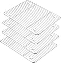P&P CHEF Baking Cooling Rack Set for Cooking Roasting, 4-Piece Stainless Steel Wire Racks for Oven Use, Healthy & Dishwasher Safe, Rectangle, 15.3 Inch