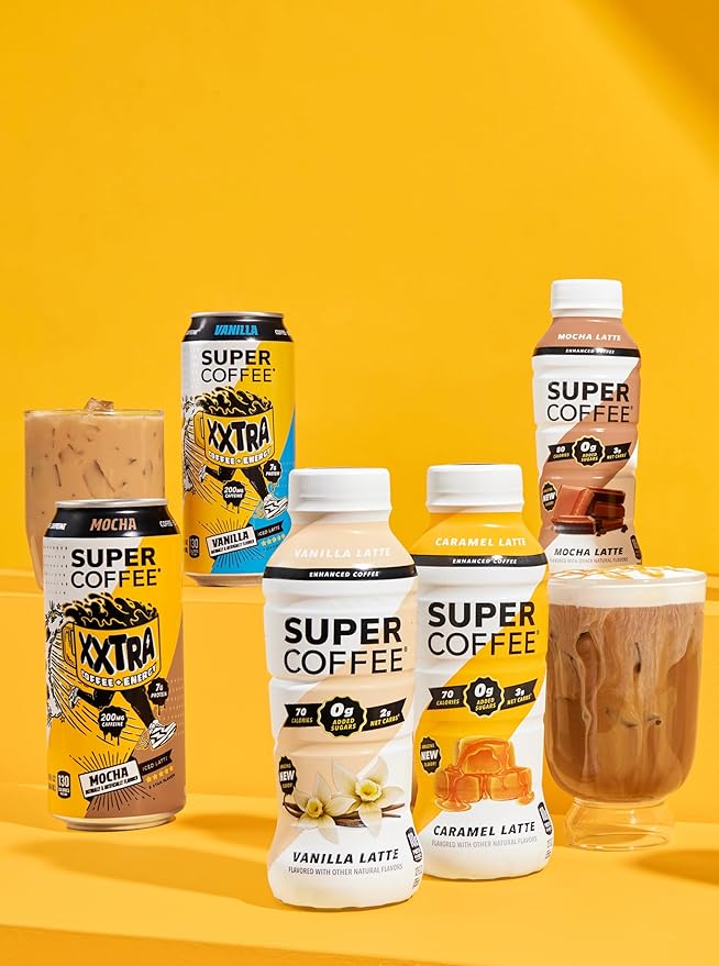 Super Coffee XXTRA, Keto Protein Coffee (0g Added Sugar, 7g Protein, 130 Calories) [Vanilla] 15 Fl Oz, 12 Pack | Iced Smart Coffee Drinks - SoyFree GlutenFree