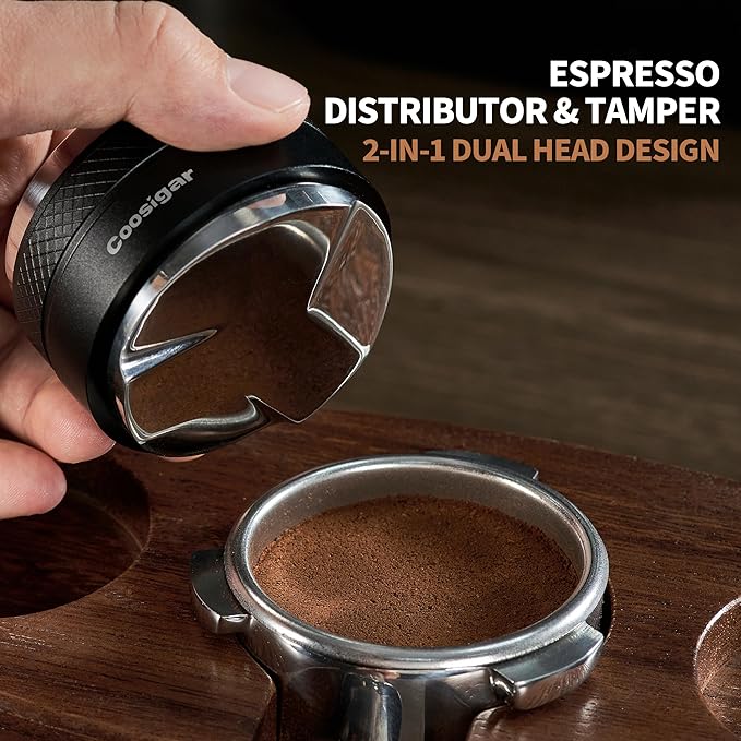 58mm Coffee Distributor and Tamper,Dual Head Coffee Leveler Fits for Gaggia E61 58mm Portafilter,Professional Espresso Hand Tamper.