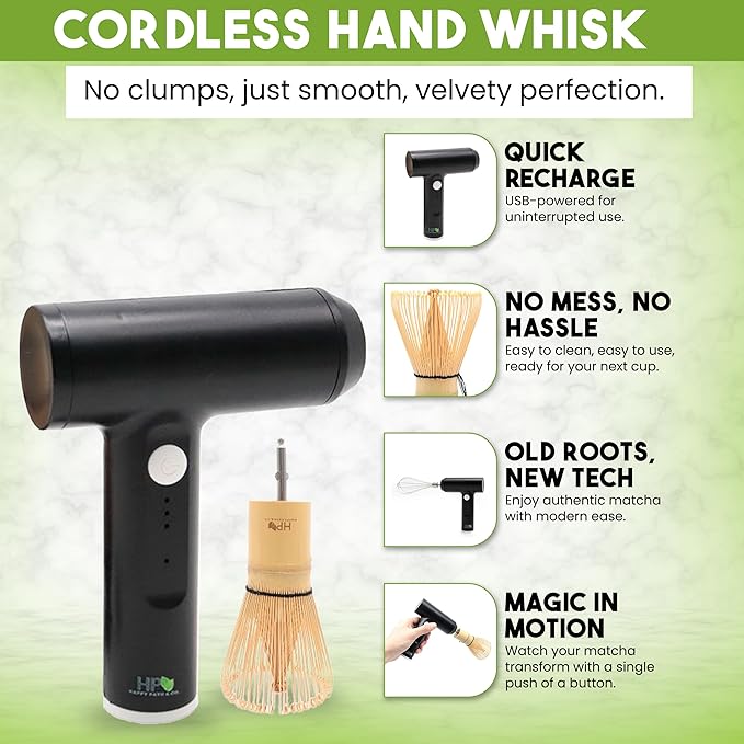 Matcha Electric Whisk Set - Rechargeable Handheld Frother with Whisk and Holder | Automatic Frother for the Perfect Blend | Electric Handheld Frother for Matcha Tea Lovers
