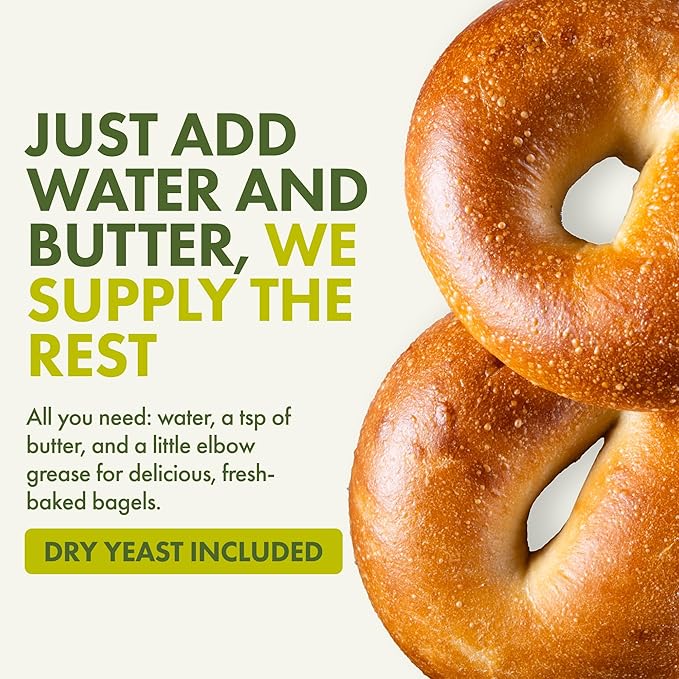Let’s Bake Bread Organic Bagel Baking Mix - Makes Chewy, Golden Bagels at Home - USDA Organic, Non-GMO, No Additives, Easy Home Baking, Artisan-Style Bagels - 17.64 oz (1 Pack)