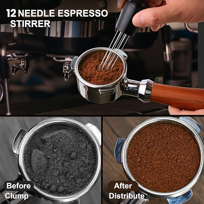 58mm Espresso Tamper Set, 5-IN-1 Espresso Accessories Kit with Coffee Tamper, WDT Tool, Dosing Funnel, Non-slip Mat and Cleaning Brush