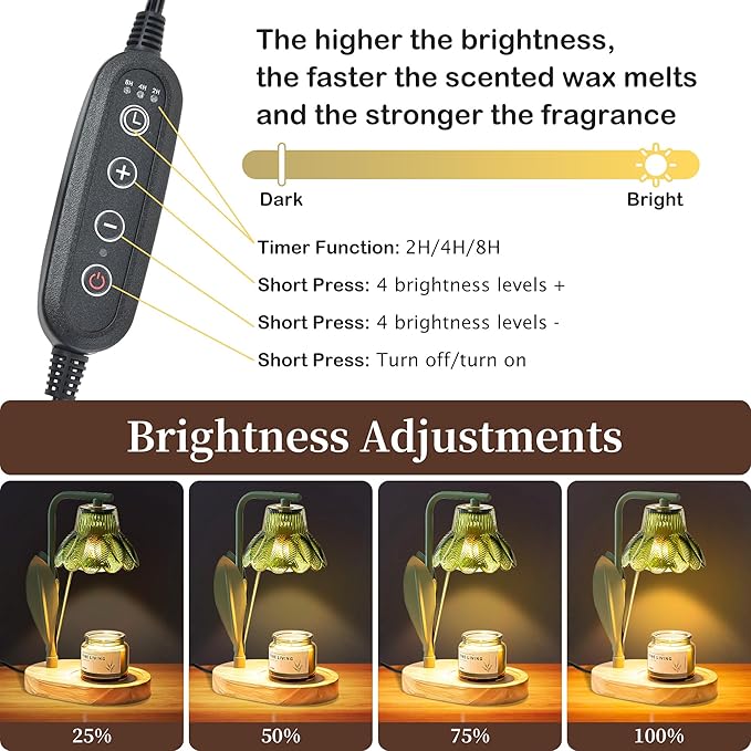 Flower Candle Warmer Lamp with Timer,Dimmable Candle Lamp Warmer,Adjustable Height Candle Warmer for All Jar Candles,Bedroom Living Room Home Decor Aesthetic Christmas Birthday Gifts (Lotus flower)