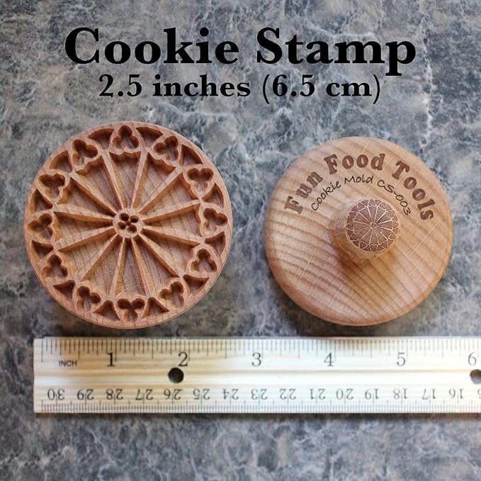 Wood Cookie Stamp, 2.5 Inch (Rose Window CS-003)
