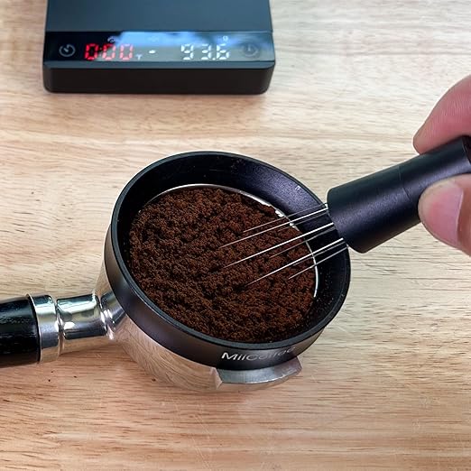 58mm Magnetic Dosing Funnel - Espresso Coffee Dosing Ring - Anodized Aluminum with 8 Magnetized Steel Compatible with 58mm Portafilter (Black)